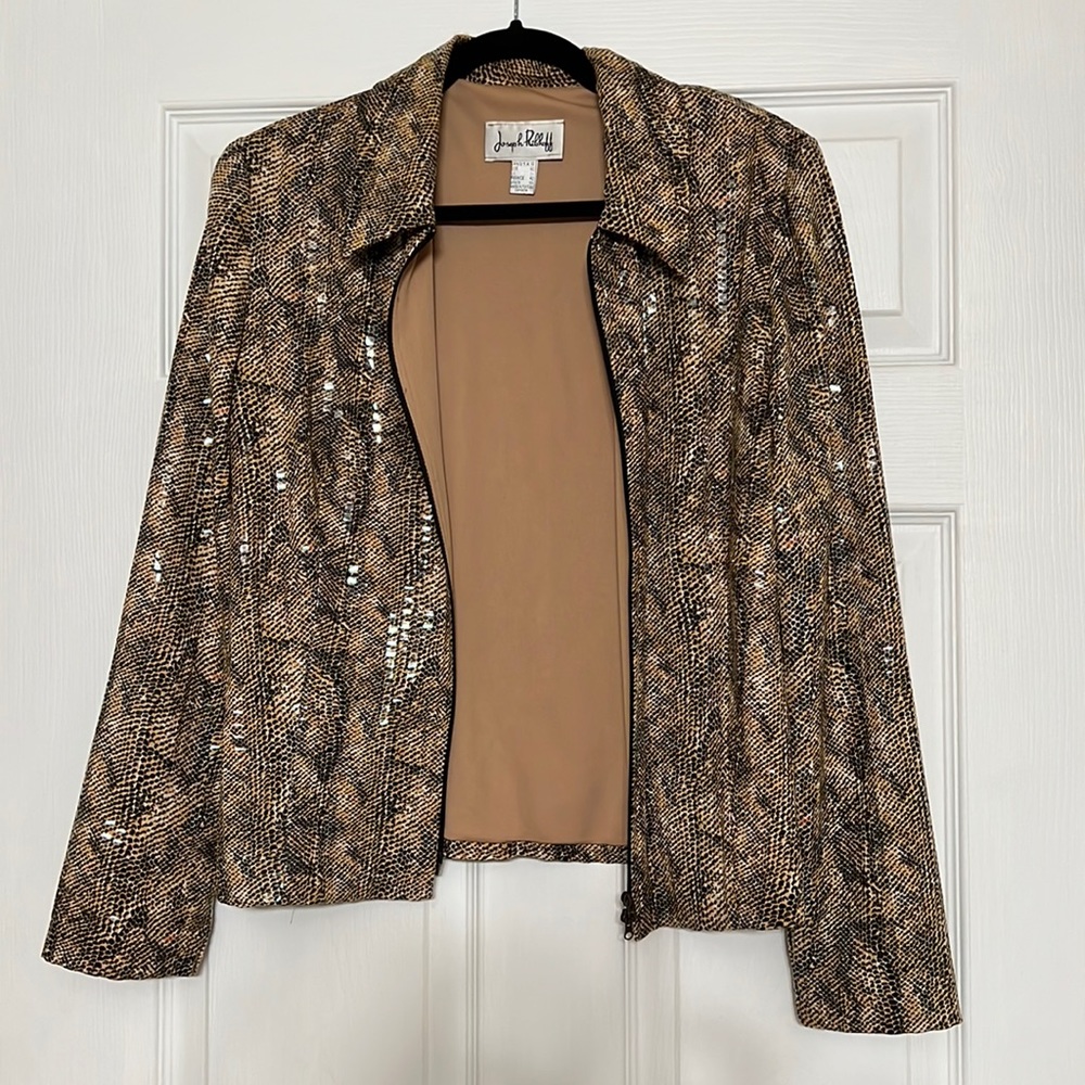 Vintage snakeskin print “fishscale sequins” jacket. All synthetic!
